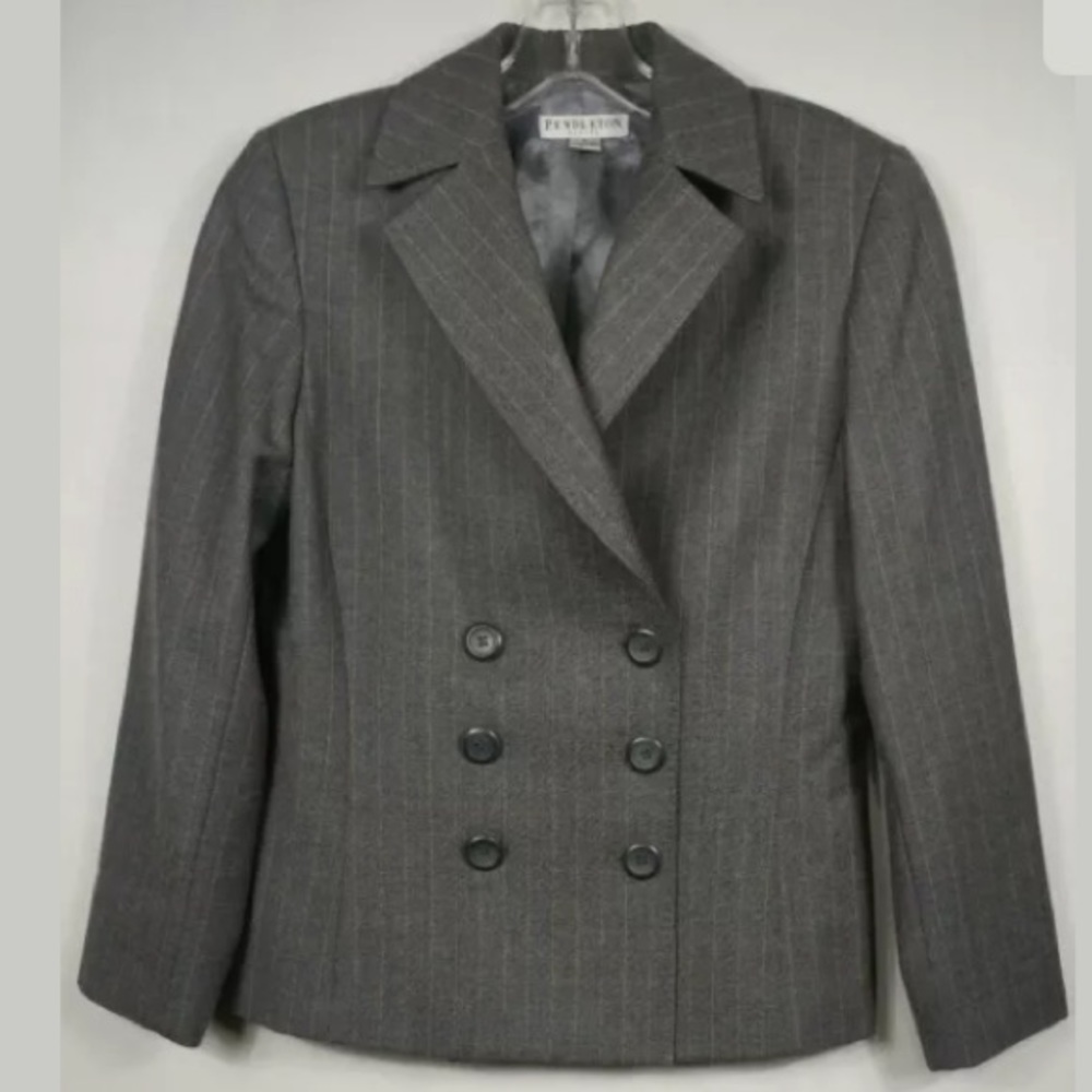 Pendleton Petite Blazer Jacket Gray Lined - image 1